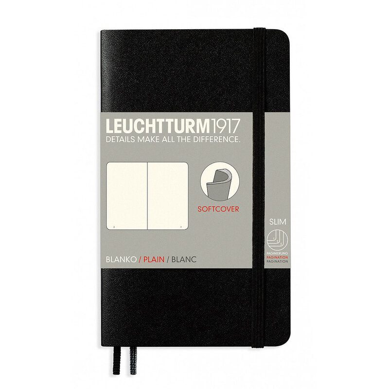 Anteckningsbok Leuchtturm1917 A6 Soft Soft Olinjerad Black