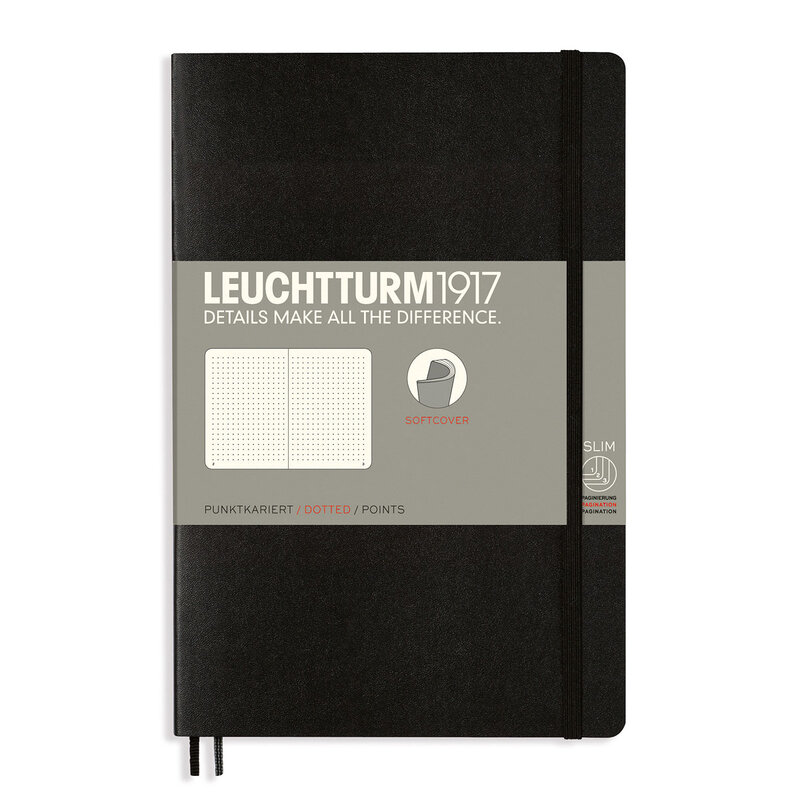Anteckningsbok Leuchtturm1917 B6 Soft Prickad Black
