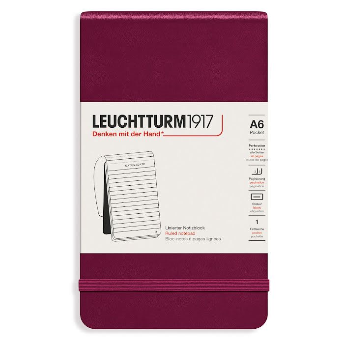 Anteckningsbok Leuchtturm1917 A6 Reporterblock Linjerad Port Red