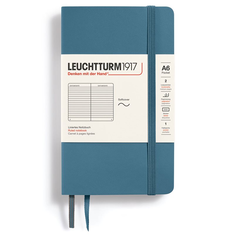Anteckningsbok Leuchtturm1917 A6 Soft Linjerad Stone Blue