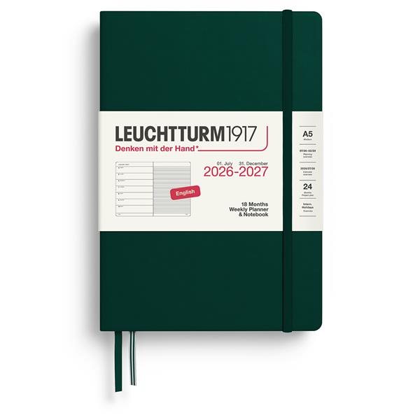 2026-2027 Weekly Planner+notes Forest Green 18 mounths