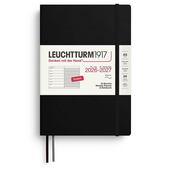 2026-2027 Weekly Planner+notes soft Black 18 mounths