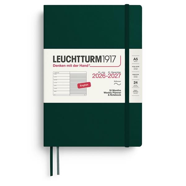 2026-2027 Weekly Planner+notes soft Forest Green 18 mounths