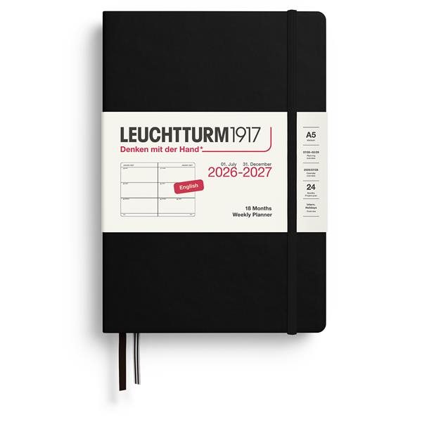 2026-2027 Weekly Planner Black,18 mounths