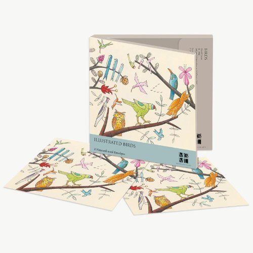 Kortset 8 dubbla kort ”Illustrated Birds”