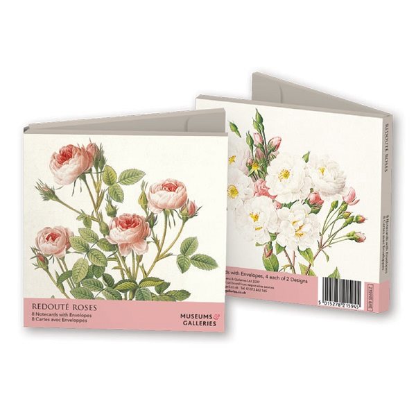 Kortset 8 dubbla kort "Redouté Roses"