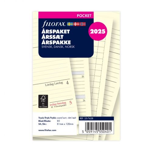 Årspaket Pocket 2025 Vecka Per Uppslag Svensk/Dansk/Norsk