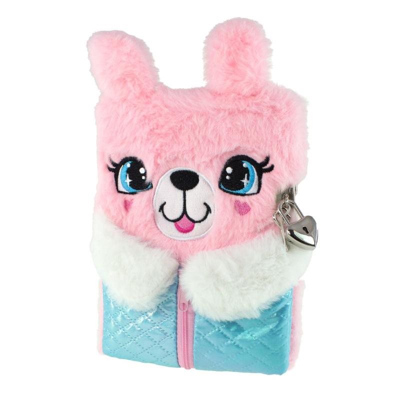 Dagbok med lås "Fluffig" Rosa nalle med jacka