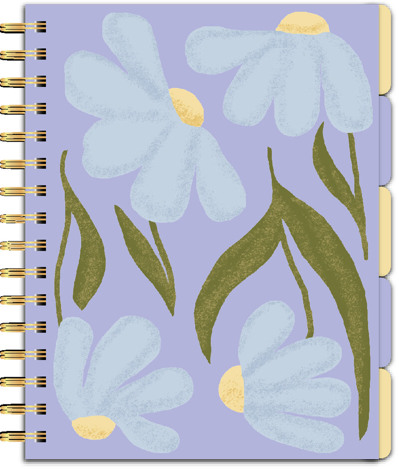 5-ämnesblock, A5, 150bl,  FSC, Summer Flowers 2 60gsm, flyttb flikar