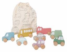 Träbilar 6 st i förpackning