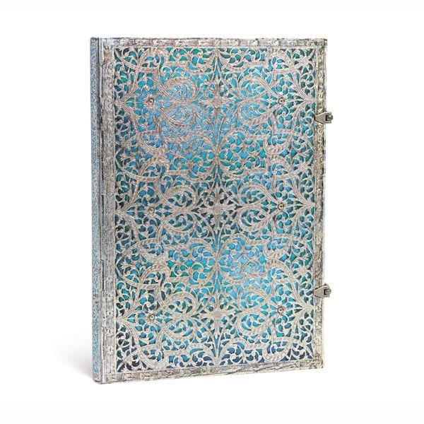 Notebook Grande Blank, Silver Filigree/Maya Blue