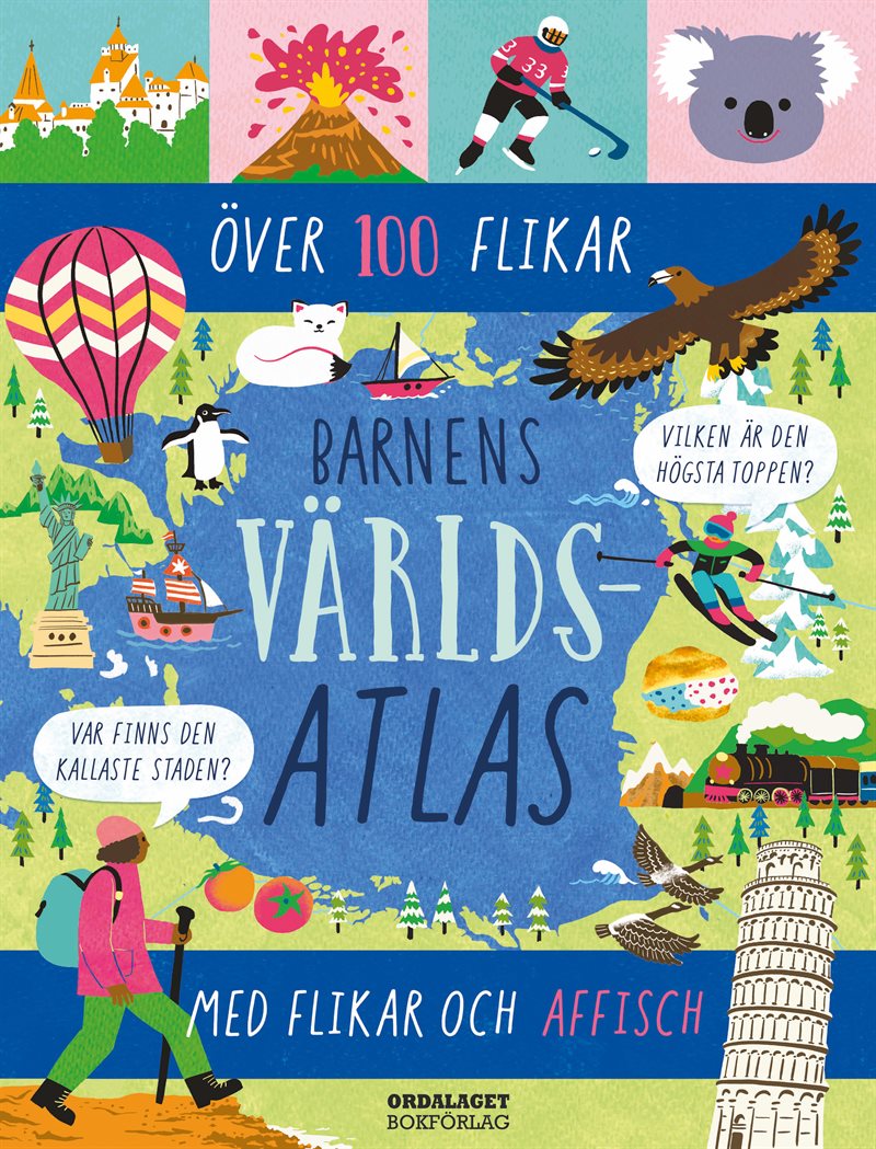 Barnens världsatlas med flikar och affisch