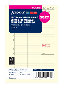 Filofax - Pocket Refill 2027 Vecka/Uppslag Vertikal
