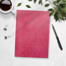Kalender 2027 Weekly A5 rosa konstläder