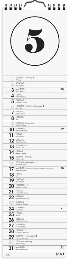 Väggkalender 2027 Simple